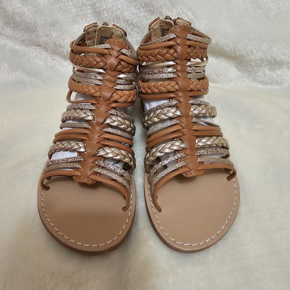 Kelly & Katie Maddy Girls Tan/Bronze Sparkle Toddler Gladiator Sandals Brand NIB - Picture 1 of 15